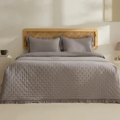 Fiona Bettüberwurf Set Grau 230x240cm + 2(50x70) cm