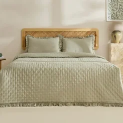 Fiona Bettüberwurf Set Salbeigrün 230x240cm + 2(50x70) cm