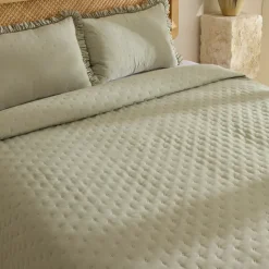Fiona Bettüberwurf Set Salbeigrün 230x240cm + 2(50x70) cm