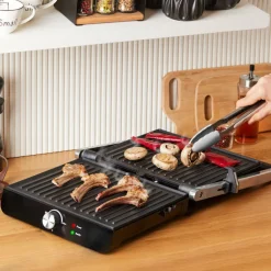 Homend Grilliant 1356H Inox-Gehäuse mit Gusseisenplatten Sandwich- und Grillmaschine