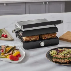 Homend Grilliant 1356H Inox-Gehäuse mit Gusseisenplatten Sandwich- und Grillmaschine