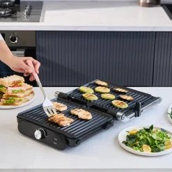 Homend Grilliant 1366H Toaster und Grill mit herausnehmbarer Gusseisenplatte und Edelstahlgehäuse