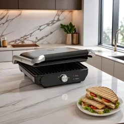 Homend Grilliant 1366H Toaster und Grill mit herausnehmbarer Gusseisenplatte und Edelstahlgehäuse
