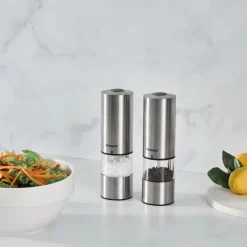 Homend Grindgo 6003 2-teiliges Wiederaufladbares Gewürzmühlen-Set, Inox