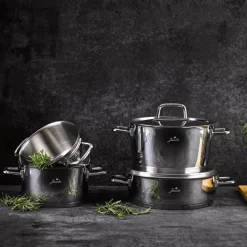 Jumbo Felix 8-teiliges Edelstahl-Topfset mit Induktionsboden