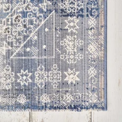 Kaşmir Halı 7/24 Alaca Patchwork Teppich Blau 80 x 150