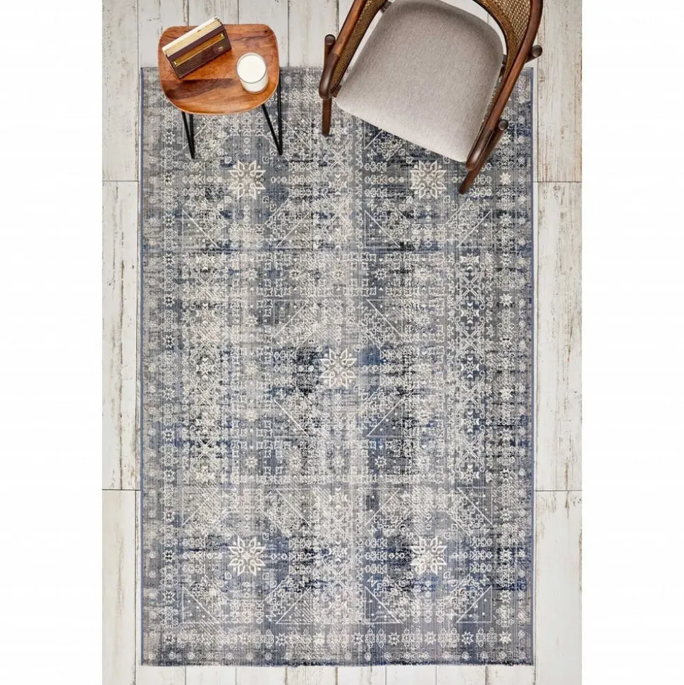 Kaşmir Halı 7/24 Alaca Patchwork Teppich Blau 120 x 180