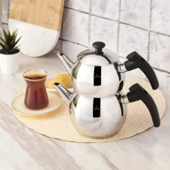 Karaca Adelya Schwarz Teekannen Set Kleine Größe