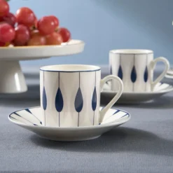 Karaca Ahenk 12-teiliges Bone China Espresso Türkisch-Kaffeetassen-Set für 6 Personen, 80 ml, Mehrfarbig