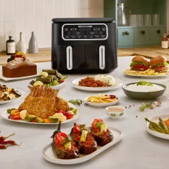 Karaca Air Cook Duo Heißluftfritteuse XXXL 8 Liter, Black Chrome, 8 Personen, 2500W