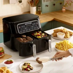 Karaca Air Cook Duo Heißluftfritteuse XXXL 8 Liter Airfryer, Starlight, 8 Personen, 2500W
