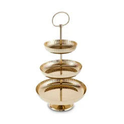 Karaca Amabelle Dekorativer 3-stöckiger Kuchenständer Gold
