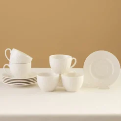Karaca Anna Embossed Teetassen-Set für 6 Personen, 220 ml