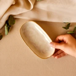 Karaca Aria Servierplatte mit Reaktivglasur, 16 cm, Beige