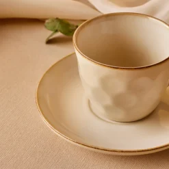 Karaca Aria Teetasse mit Untertasse mit Reaktivglasur, 230 ml, Beige
