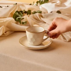 Karaca Aria Teetasse mit Untertasse mit Reaktivglasur, 230 ml, Beige