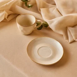 Karaca Aria Teetasse mit Untertasse mit Reaktivglasur, 230 ml, Beige