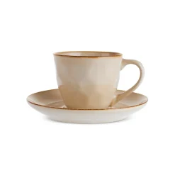 Karaca Aria Teetasse mit Untertasse mit Reaktivglasur, 230 ml, Beige