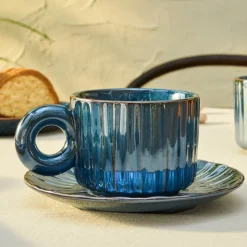 Karaca Arthur Marineblaue Teetasse für 2 Personen, 260 ml