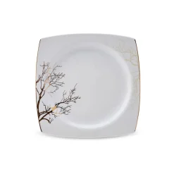 Karaca Autumn Fine Cream 60-teiliges Porzellangeschirr für 12 Personen quadratisch