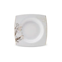 Karaca Autumn Fine Cream 60-teiliges Porzellangeschirr für 12 Personen quadratisch