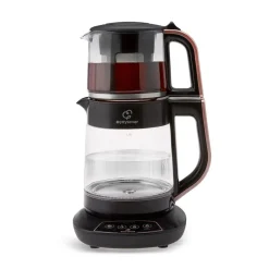 Karaca Çaysever 3 in 1 Sprechende Glas Teekocher Wasserkocher und Vorbereitung von Speisewasser 1700W, Rosegold
