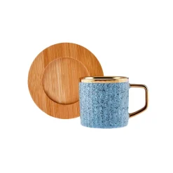 Karaca Bambus farbige Kaffeetasse Set, 6 Personen, 90 ml mit Tablett