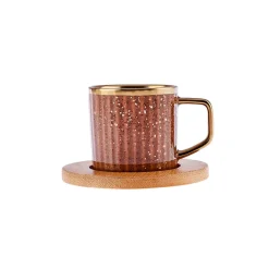 Karaca Bambus farbige Kaffeetasse Set, 6 Personen, 90 ml mit Tablett