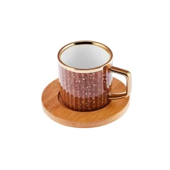 Karaca Bambus farbige Kaffeetasse Set, 6 Personen, 90 ml mit Tablett