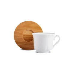 Karaca Bambus-Tablett 6-Personen-Kaffeetassen-Set, 90 ml