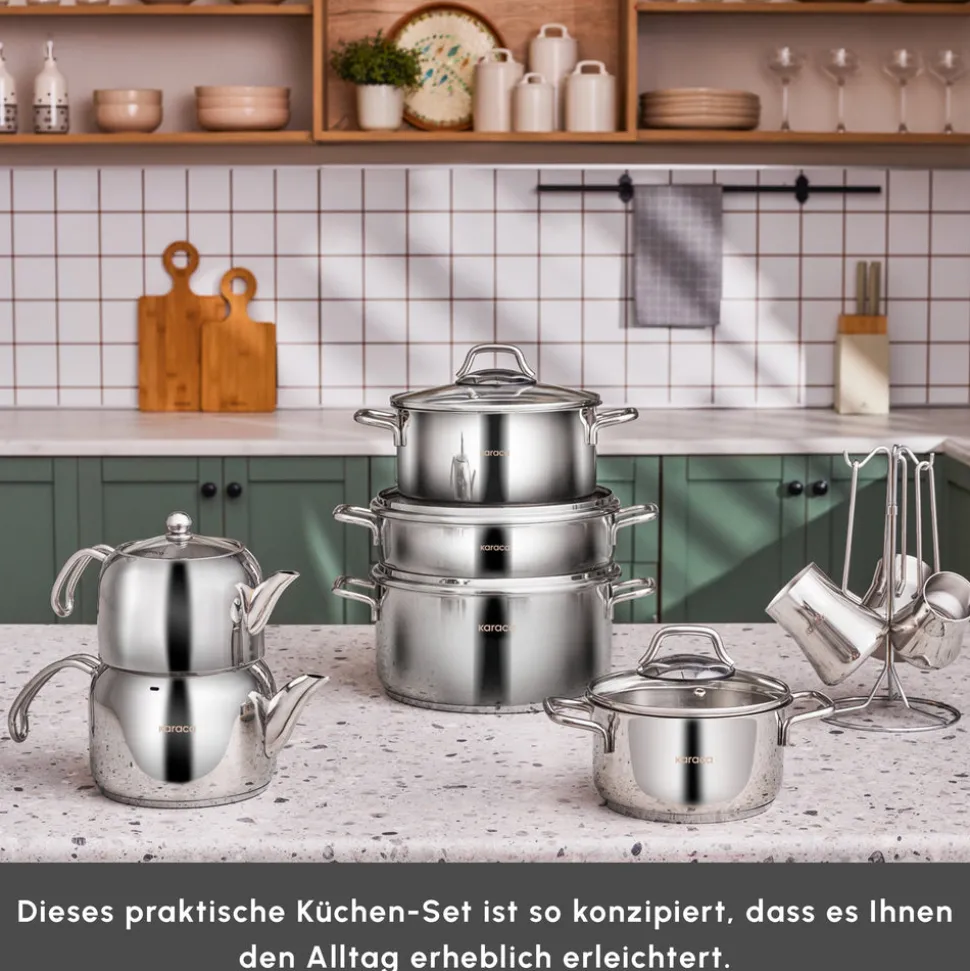 Karaca Belgrad Kochgeschirrset aus Edelstahll 15-teiligesaus