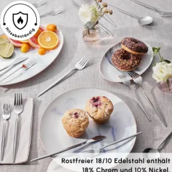 Karaca Bella Edelstahl V2 24-teiliges Besteckset für 6 Personen – Silber