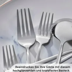 Karaca Bella Edelstahl V2 24-teiliges Besteckset für 6 Personen – Silber