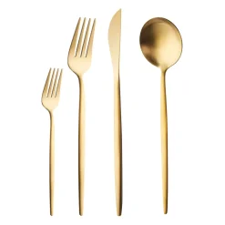 Karaca Bella Matte Gold Besteck Set für 6 Personen, 24 Teilig