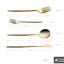 Karaca Bella Shiny Gold Besteck Set für 6 Personen, 24 Teilig