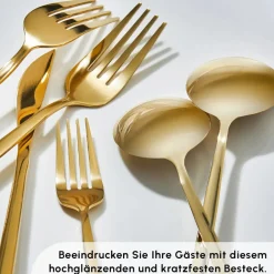 Karaca Bella Shiny Gold Besteck Set für 6 Personen, 24 Teilig