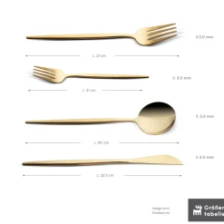 Karaca Bella Shiny Gold V2 Besteck Set für 6 Personen, 24 Teilig