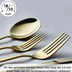 Karaca Bella Shiny Gold V2 Besteck Set für 6 Personen, 24 Teilig