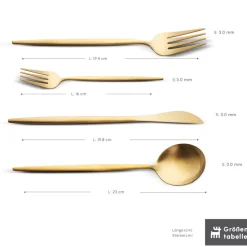 Karaca Bella V2 24-teiliges Besteckset für 6 Personen – Matte Gold