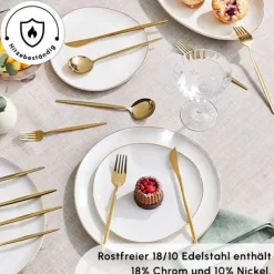 Karaca Bella V2 24-teiliges Besteckset für 6 Personen – Matte Gold