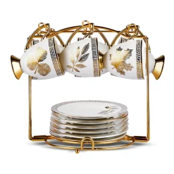 Karaca Betty Set mit Ständer, 6 Personen Kaffeetassen, 85 ml