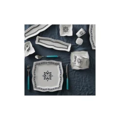 Karaca Blau 32-teiliges Frühstücksset und Servierschalen Eckig