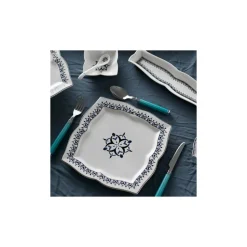 Karaca Blau 32-teiliges Frühstücksset und Servierschalen Eckig