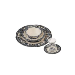 Karaca Blaues Iliad 26 Teiliges Frühstücksset und Servierschalen Für 6 Personen