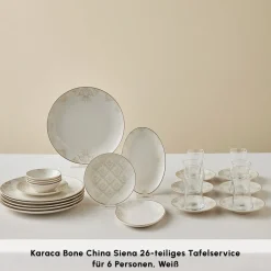 Karaca Bone China Siena 20-teiliges Tafelservice für 6 Personen, Weiß