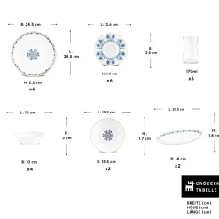 Karaca Bone China İznik 26-teiliges Servierset für 6 Personen, Mehrfarbig