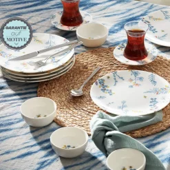 Karaca Bonita Blau für 6 Personen Frühstücksset und Servierschalen, 26 Teilig