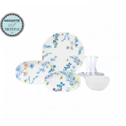 Karaca Bonita Blau für 6 Personen Frühstücksset und Servierschalen, 26 Teilig