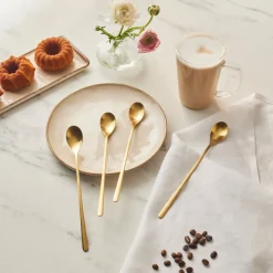 Karaca Boreas Gold 4-teiliges Latte-Löffel-Set in Box