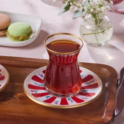 Karaca Bursa Türkisches Teeglas, 12-teilig, Rot